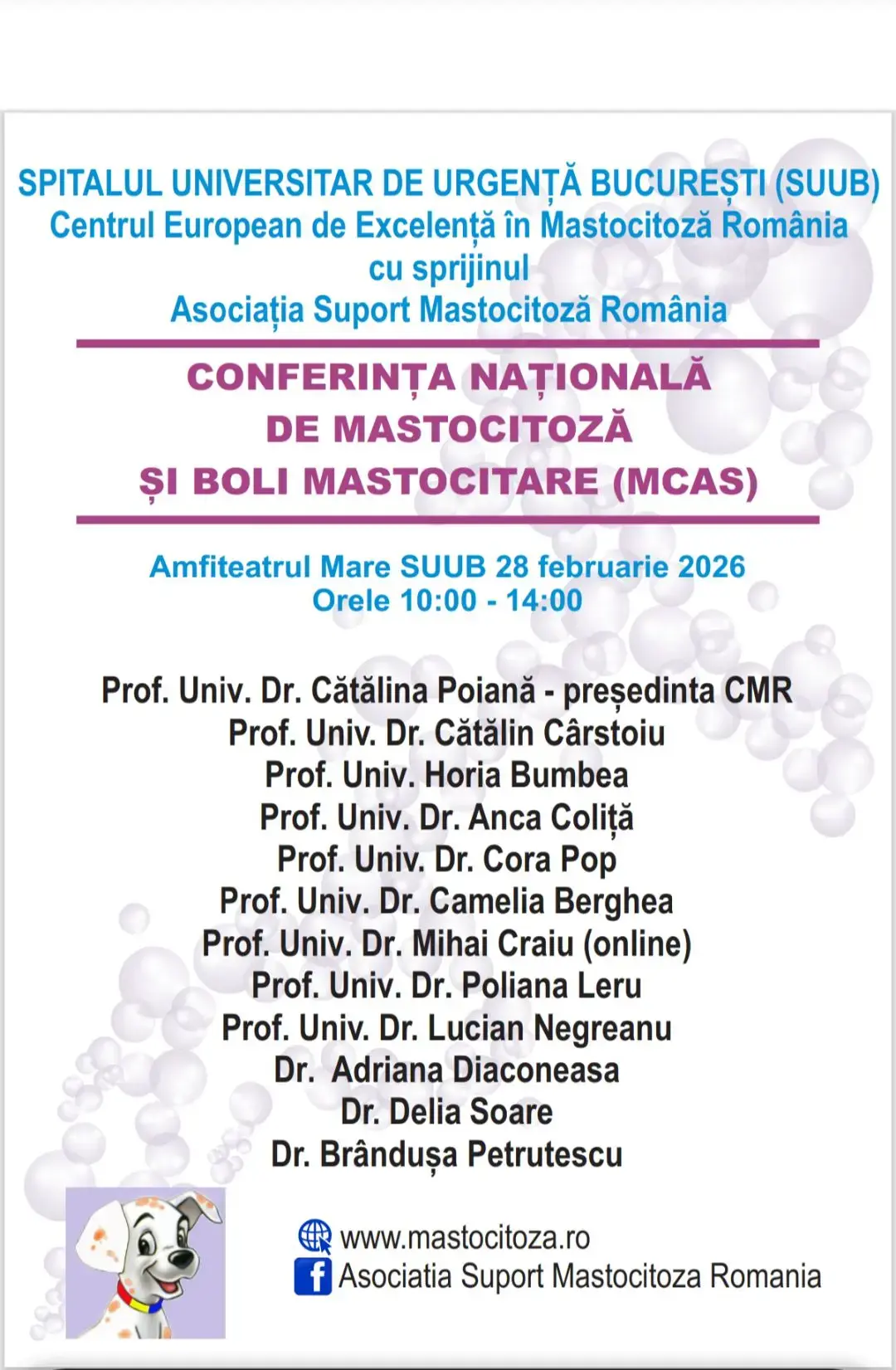 conferinta mastocitoza SUUB februarie 2026
